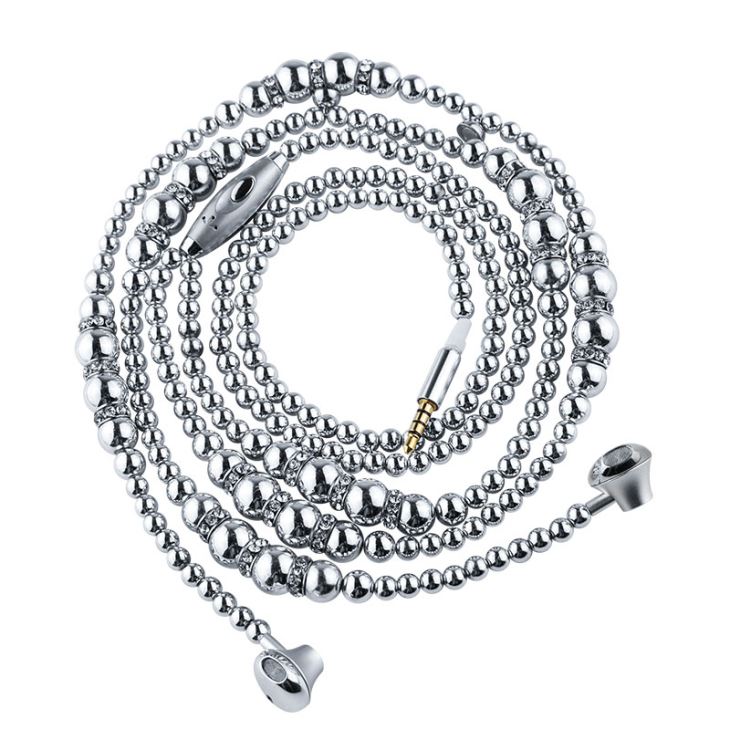 silver necklace earphones
