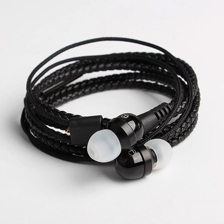 Braided Bracelet PU Cable Sports Earbuds with Microphone