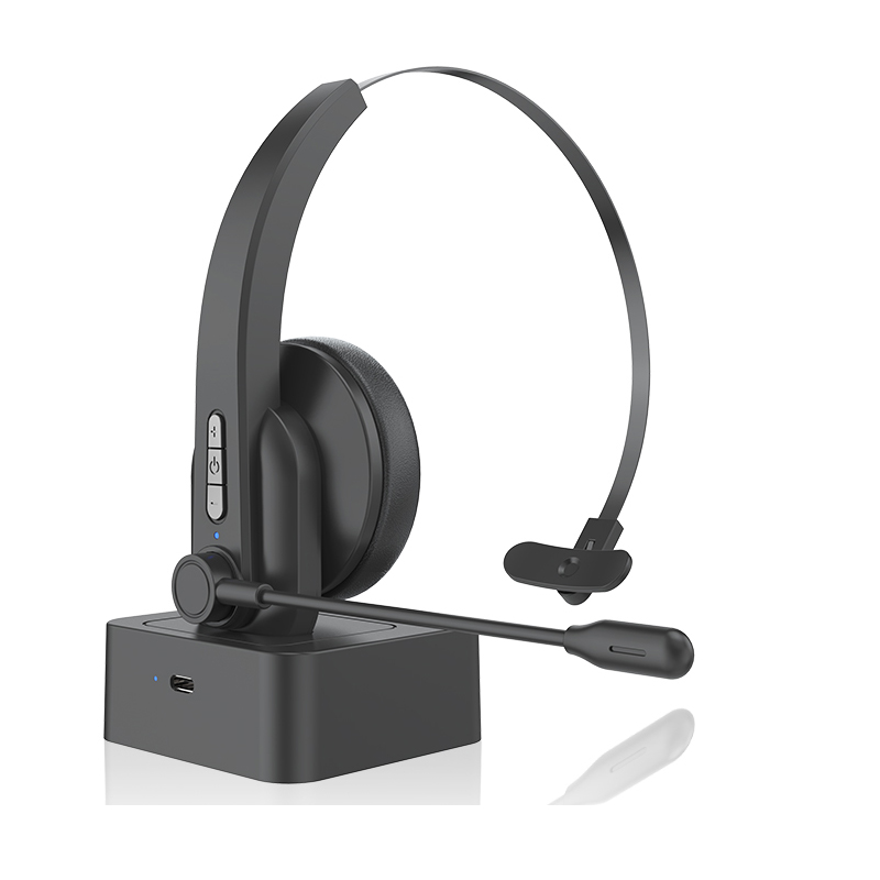 Customer service operator truck driver wearing bluetooth headset