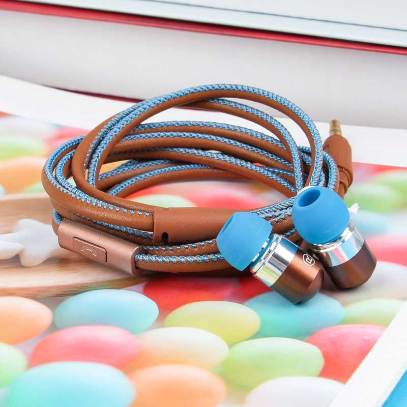 Leather cable earbuds