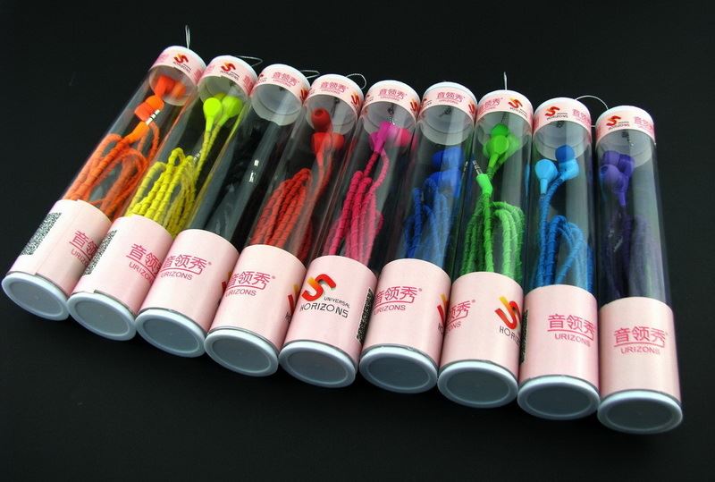 PVC tube packed earbuds